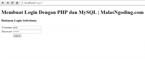 memasukkan username dan password yang salah