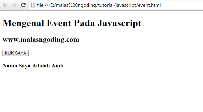 cara membuat event pada javascript