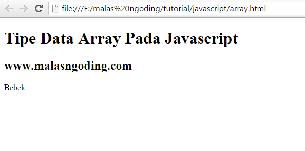 tipe data array pada javascript
