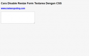 cara disable resize form textarea dengan css