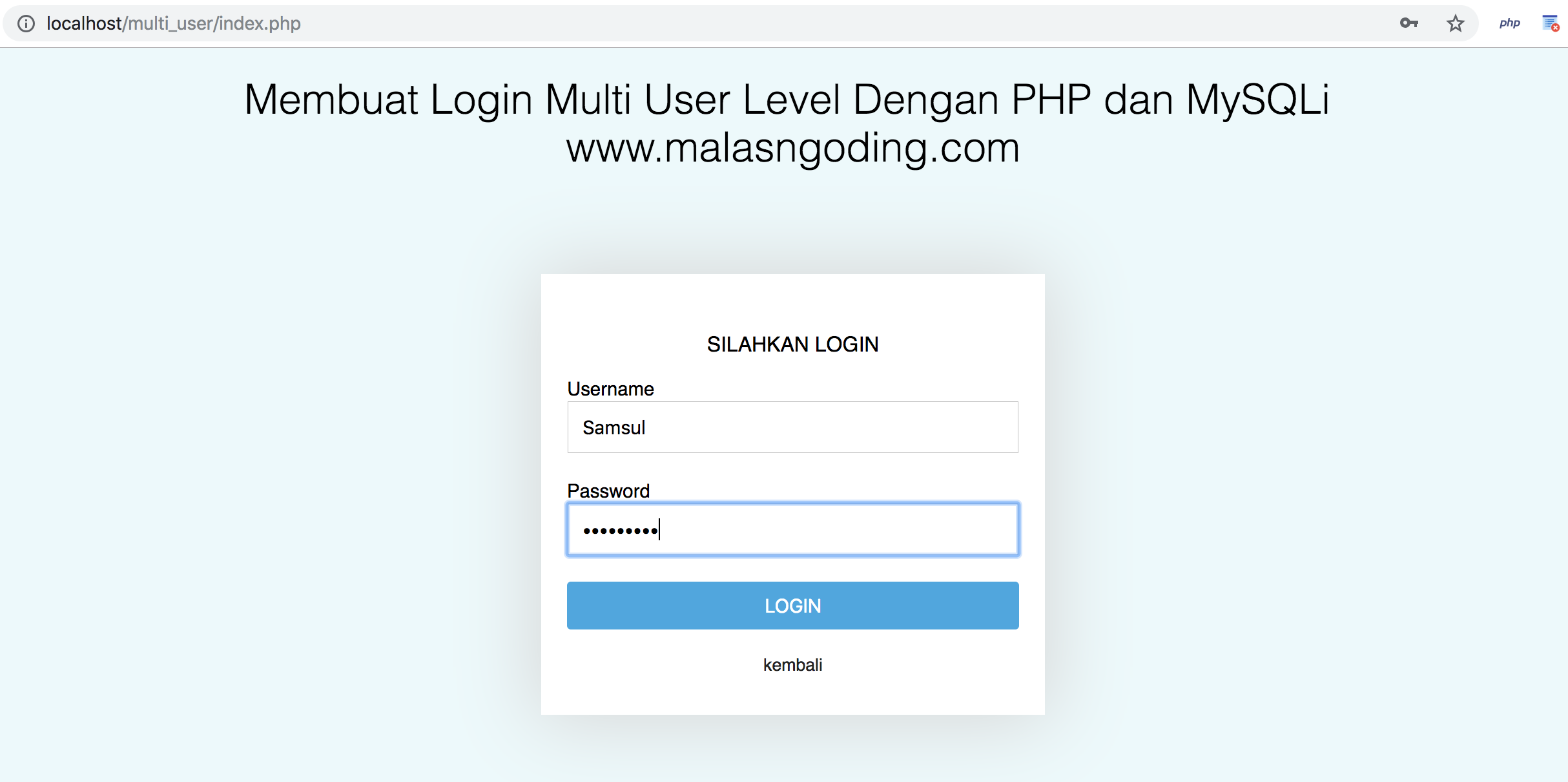 membuat login multi user level dengan php dan mysqli