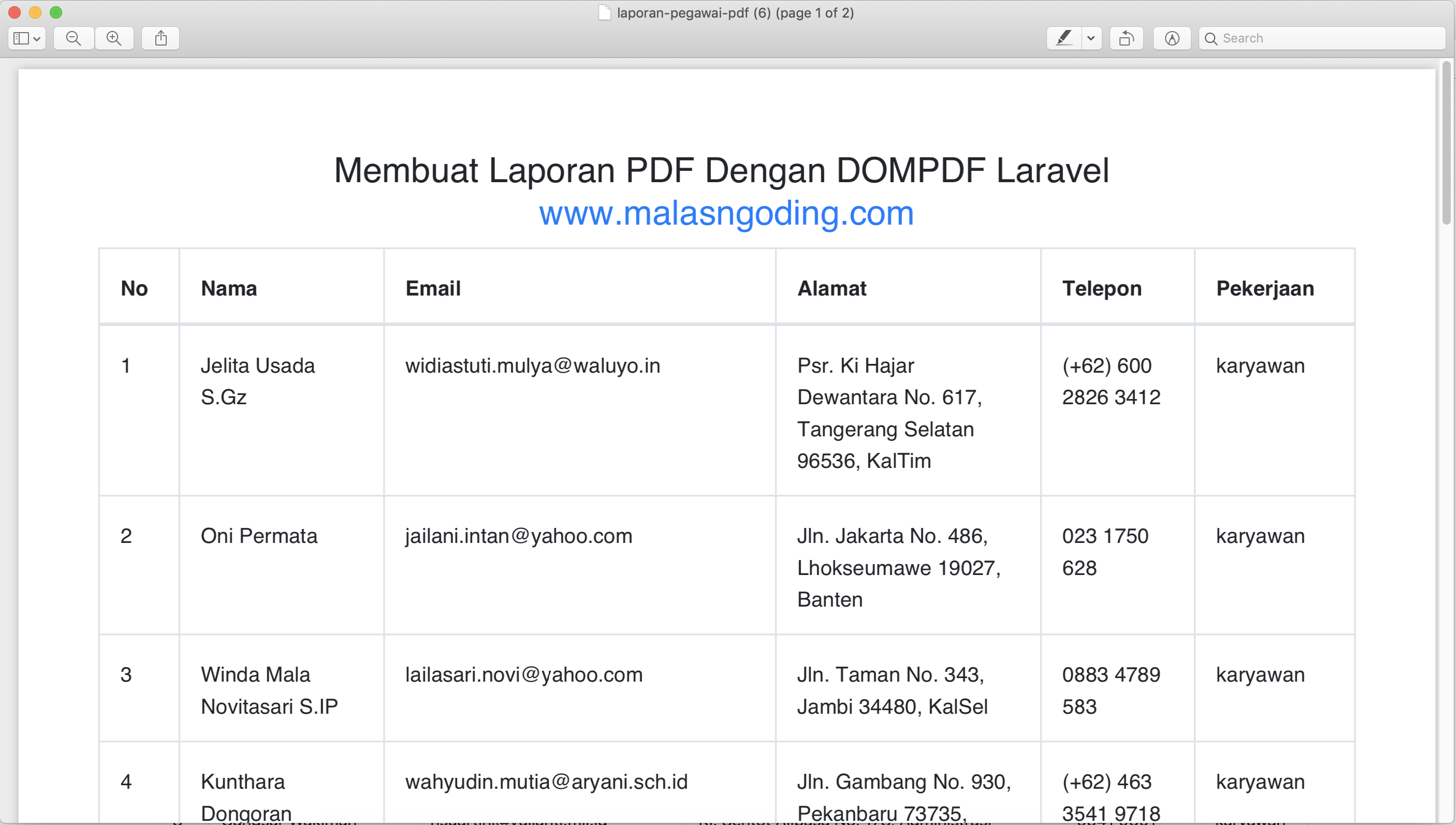 Membuat Laporan PDF Dengan DOMPDF Laravel