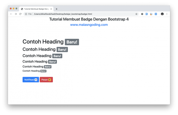 Tutorial Bootstrap 4 #12 : Badge Pada Bootstrap 4 - Malas Ngoding