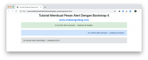 posisi text alert bootstrap 4