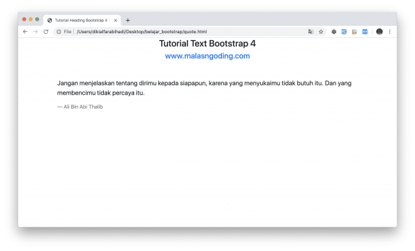 Tutorial Bootstrap 4 #6 : Text Bootstrap 4 - Malas Ngoding
