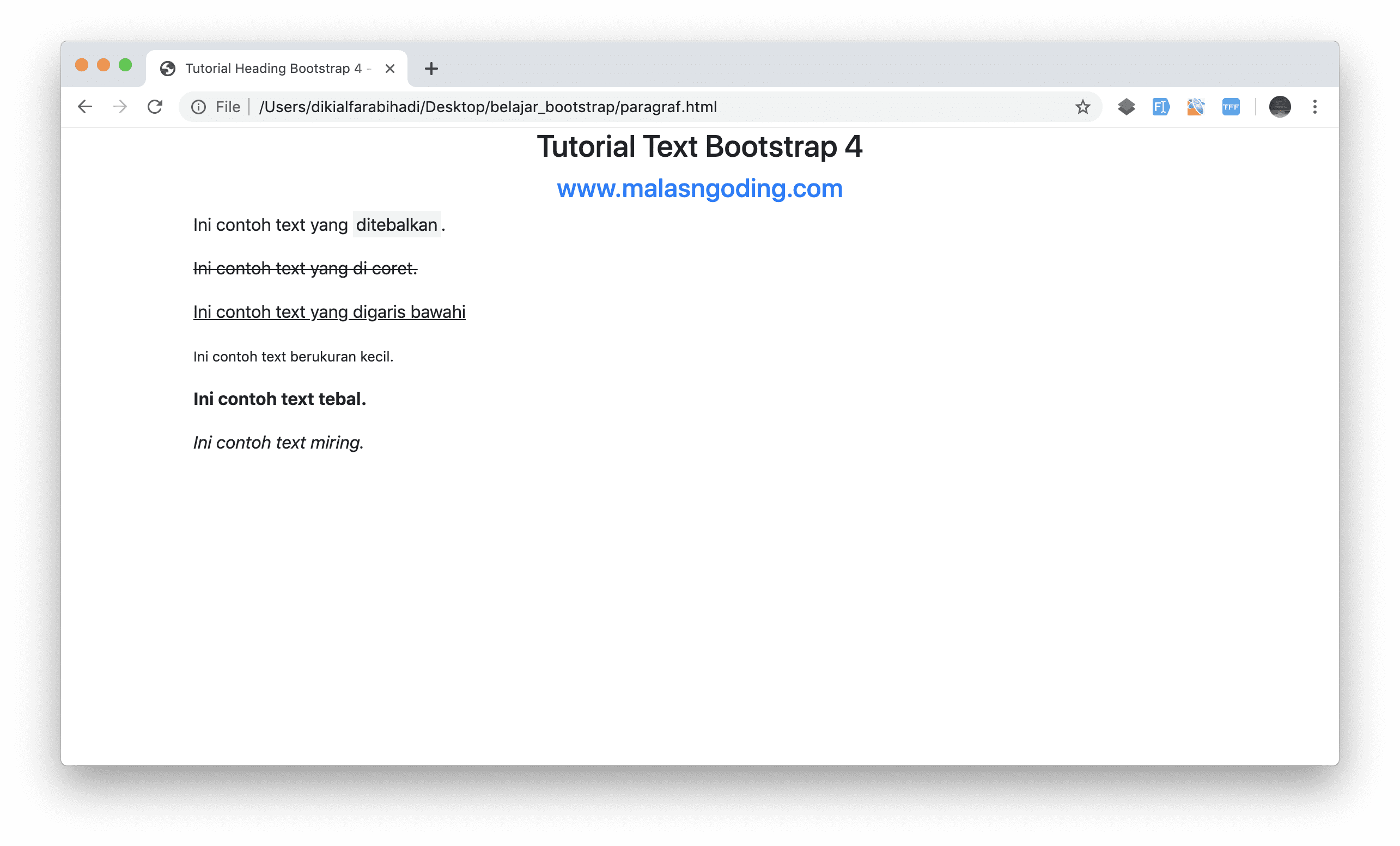 text bootstrap 4
