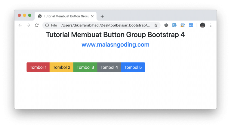 Tutorial Bootstrap 4 #15 : Button Group Bootstrap 4 - Malas Ngoding