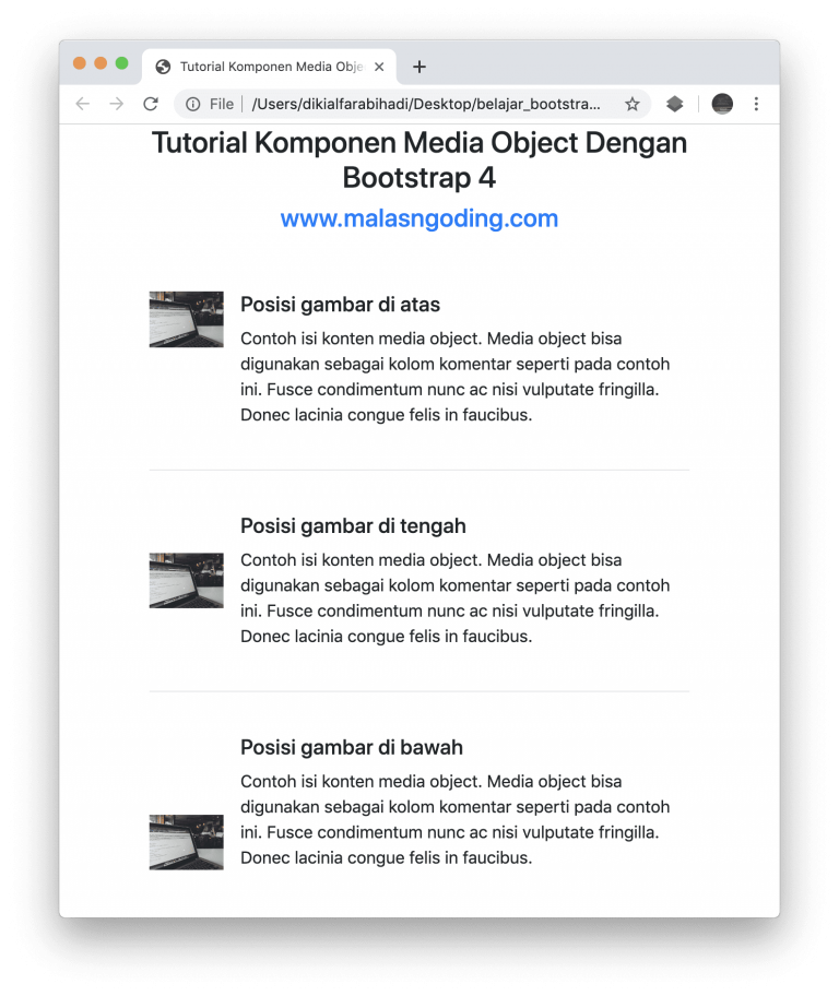 Tutorial Bootstrap 4 #24 : Media Object Bootstrap 4 - Malas Ngoding