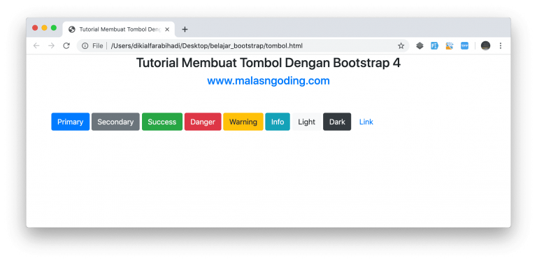 Tutorial Bootstrap 4 #14 : Tombol Bootstrap 4 - Malas Ngoding