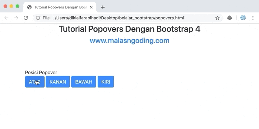 posisi popover bootstrap 4