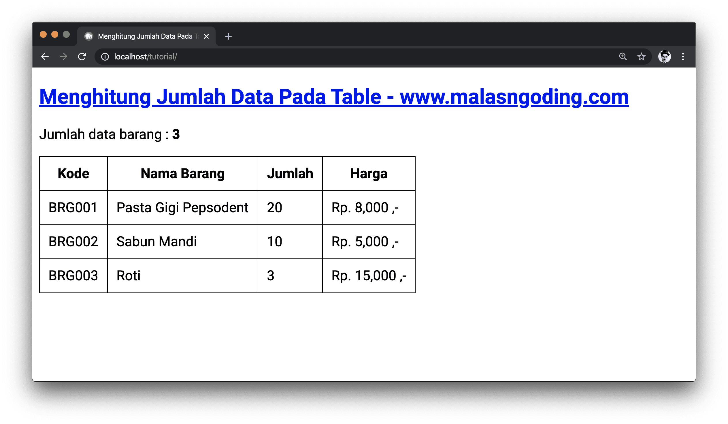 Menghitung Jumlah Data Pada Table Dengan PHP dan MySQLi