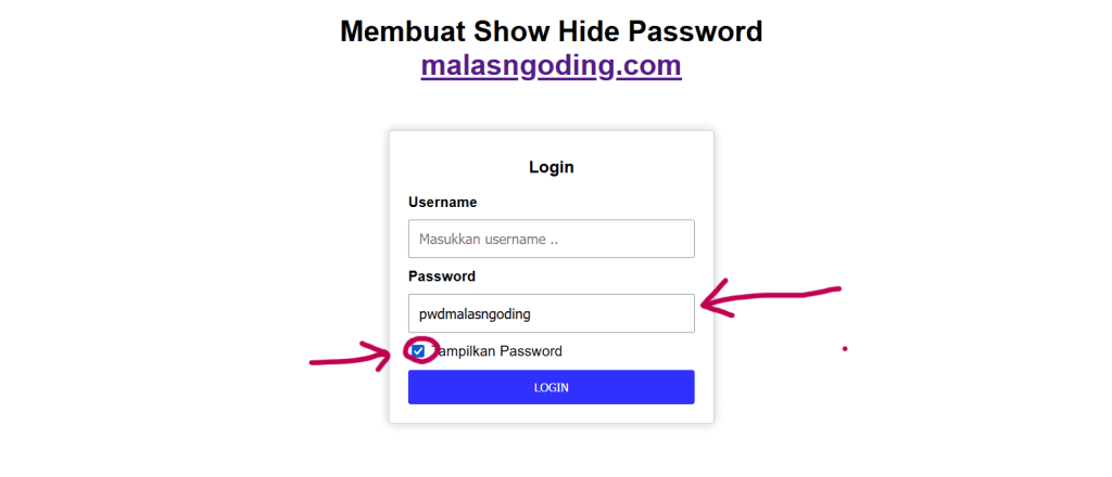 Membuat show hide password di HTML