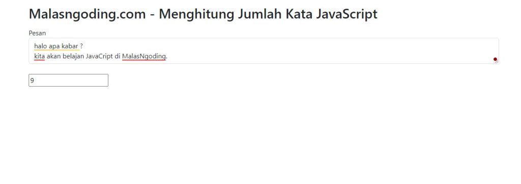 menghitung jumlah kata di javasript
