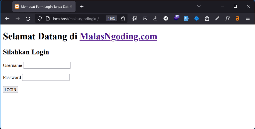 Membuat Form Login Dengan PHP Tanpa Database