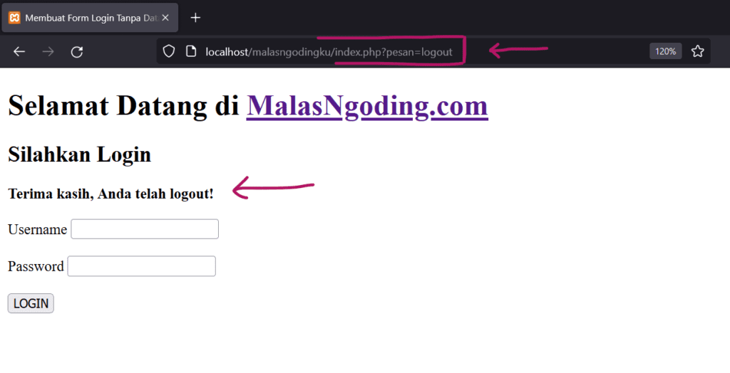 membuat logout dengan php